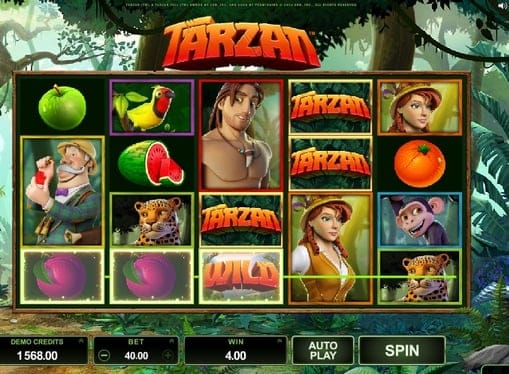 Дикий знак в призовой комбинации игры Tarzan